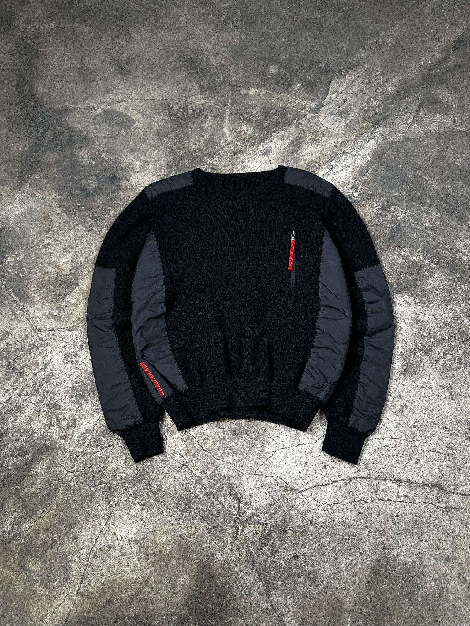 トップス Archive PRADA gimmick ds knit navy Navy Cotton boat neck sweater | PRADA