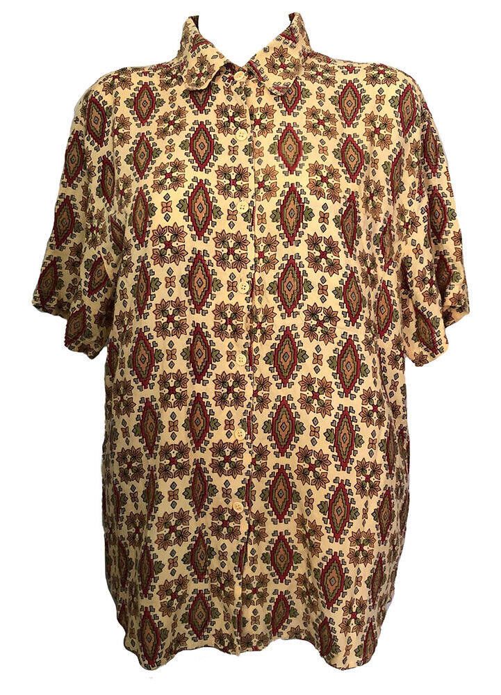 Designer New Hippie Bohemian Beige Print Shirt M Size M / US 6-8 / IT 42-44 - 1 Thumbnail
