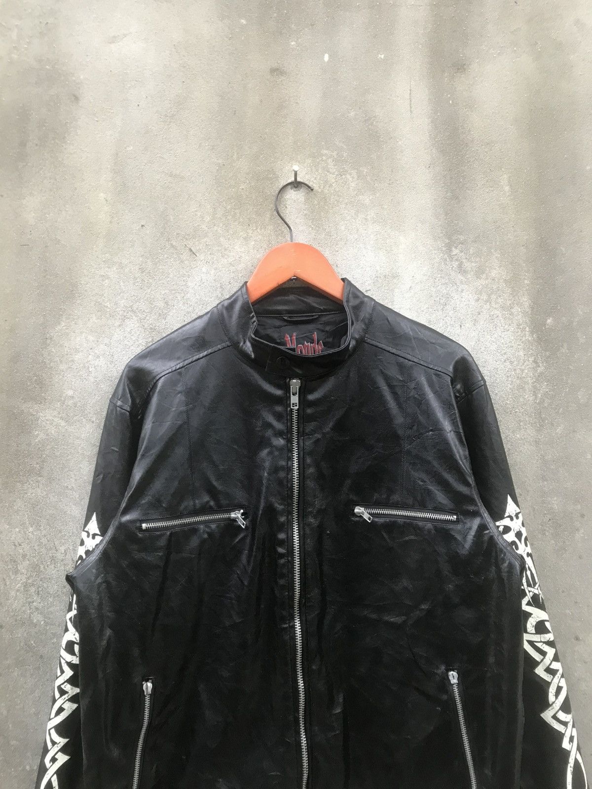 KMRii Monde Creore Cyber Punk Tribal Graphic Faux Leather Jacket Size US L / EU 52-54 / 3 - 5 Thumbnail