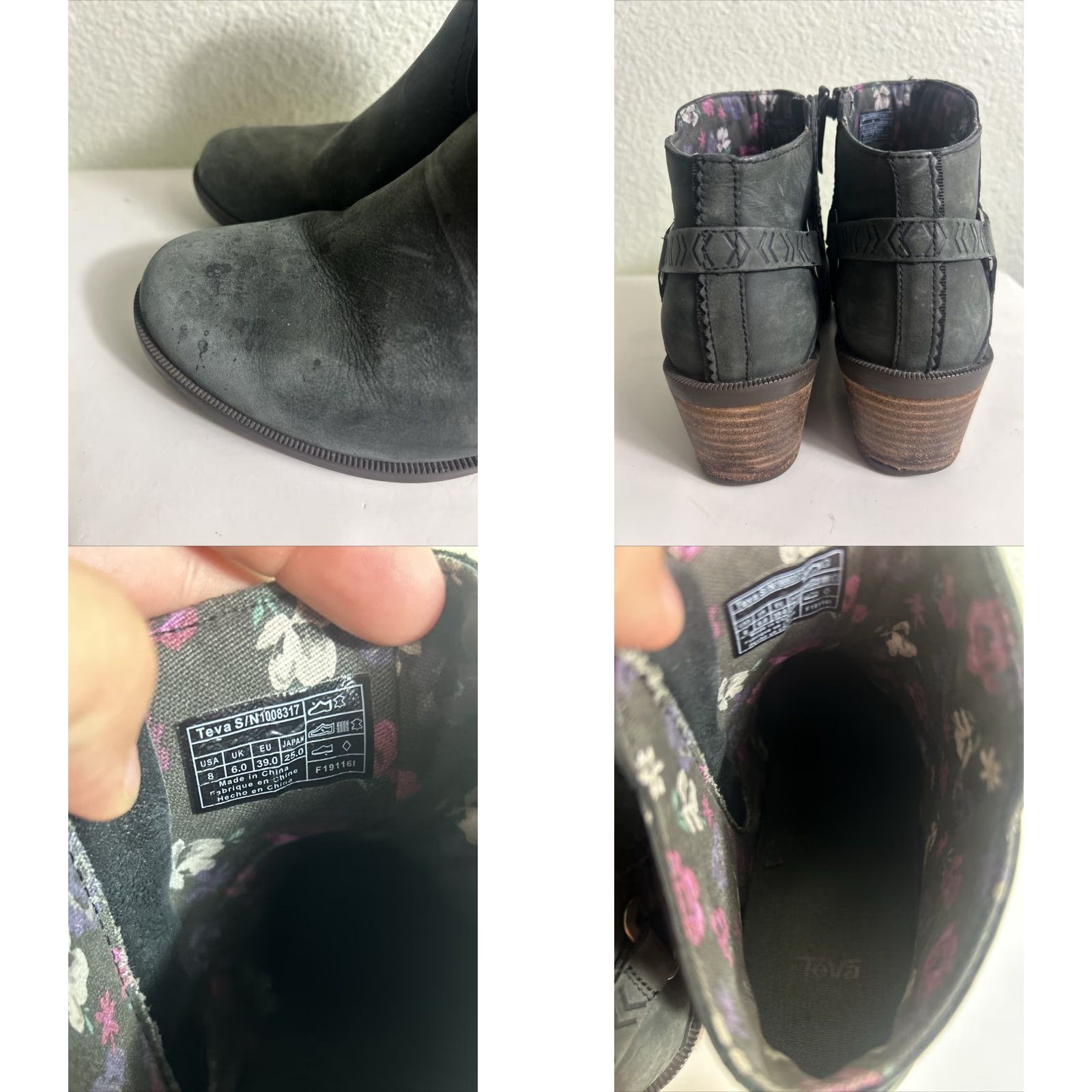 Teva Teva Bootie Women Olive Green Leather Ankle Zip Close Block Heel 8 Size Shoes Size US 8 / IT 38 - 9 Thumbnail