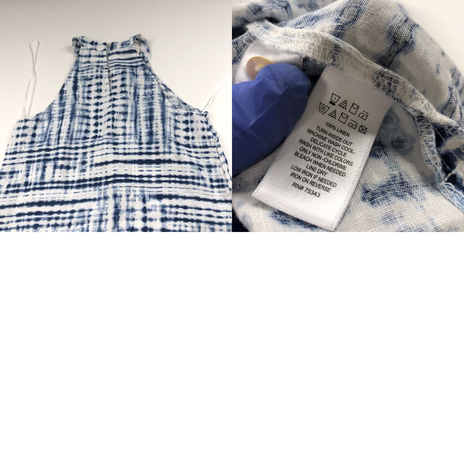 Cynthia Rowley Cynthia Rowley Dress Eyelet Tie Dye 100% Linen Above Knee Blue S Sleeveless A-Line Women Regular Size Small Mint Vintage NoN/A Size S / US 4 / IT 40 - 9 Thumbnail