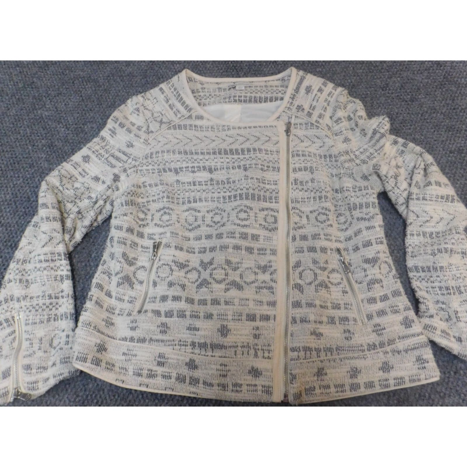 Vintage Cato Womens Jacket L Beige Full Zip pattern Size L / US 10 / IT 46 - 4 Thumbnail