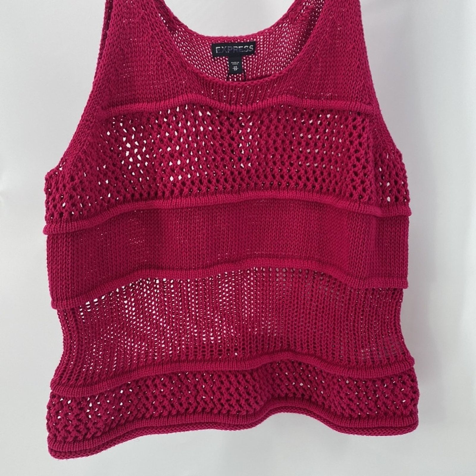 Express Express crochet open knit semi crop pink tank Top beach Size S / US 4 / IT 40 - 3 Thumbnail
