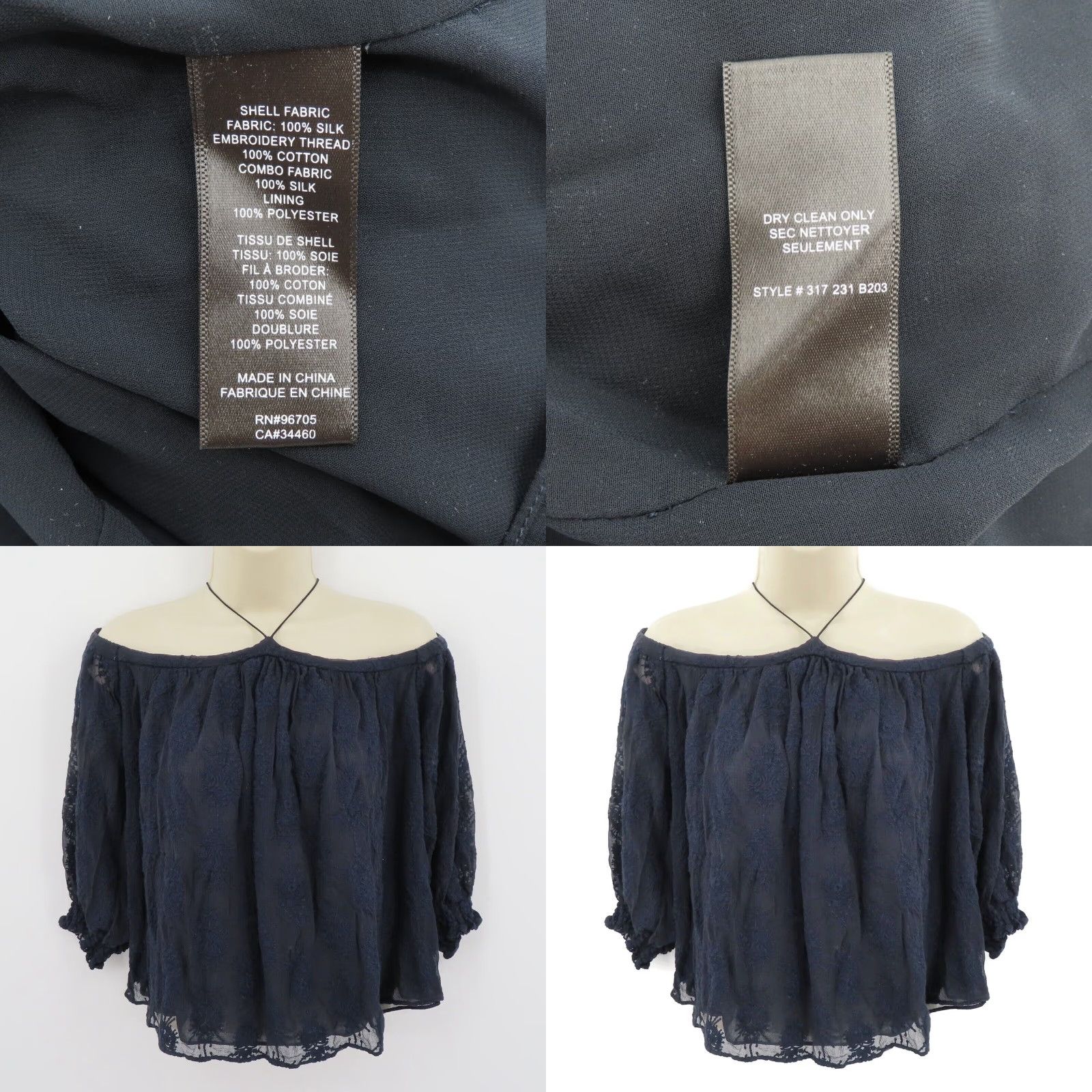 Rebecca Taylor Rebecca Taylor Women Blouse Shirt Top 6 Blue Embroidered Cold Shoulder Long Sleeve Silk Size M / US 6-8 / IT 42-44 - 8 Thumbnail