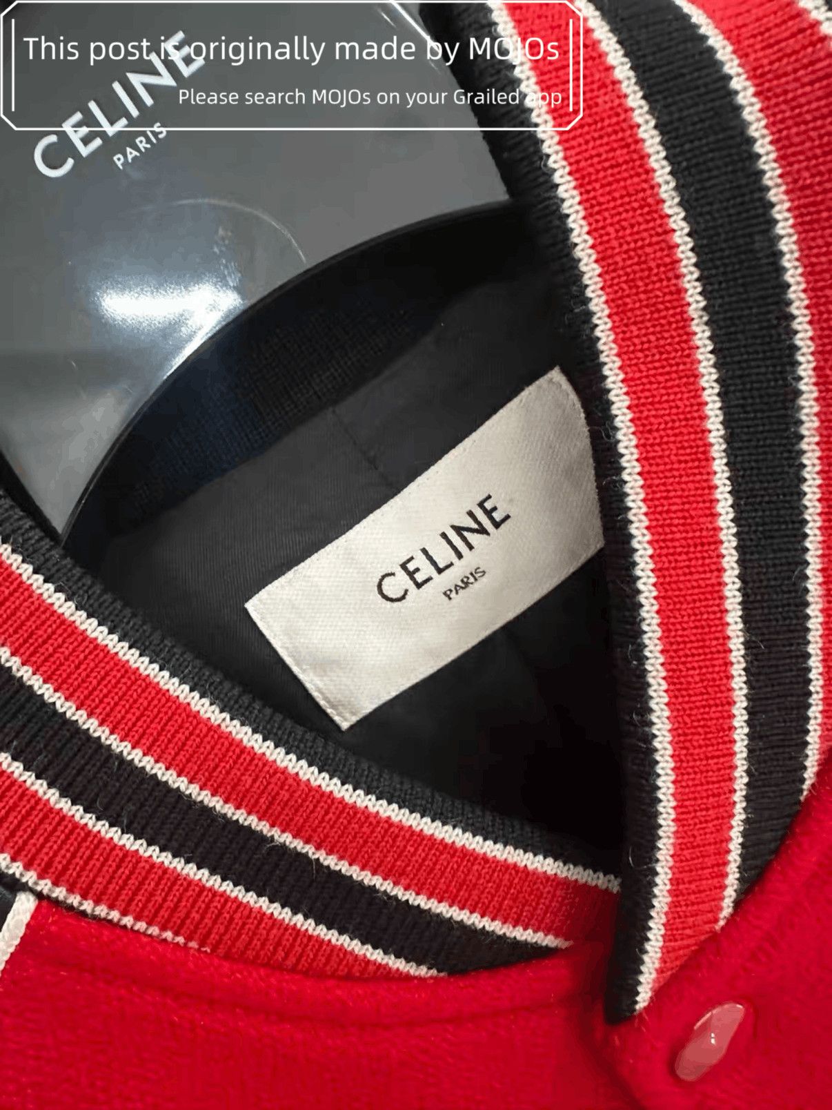 Celine Sz 50 Celine C Logo Leather Sleeves Baseball Jacket Size US M / EU 48-50 / 2 - 2 Thumbnail