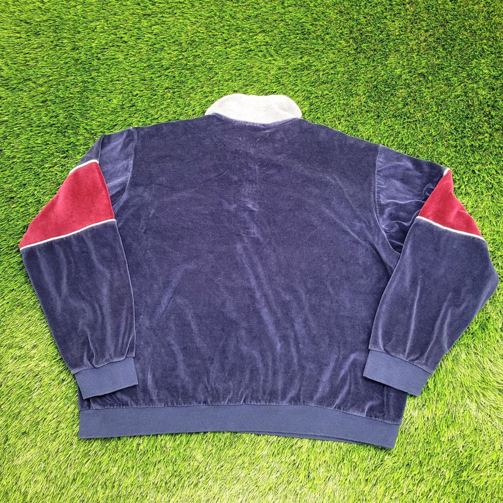 Velour VINTAGE Knightsbridge Velour Sweater Large 25x24 Baggy Blue 90s Mens Size US L / EU 52-54 / 3 - 2 Thumbnail