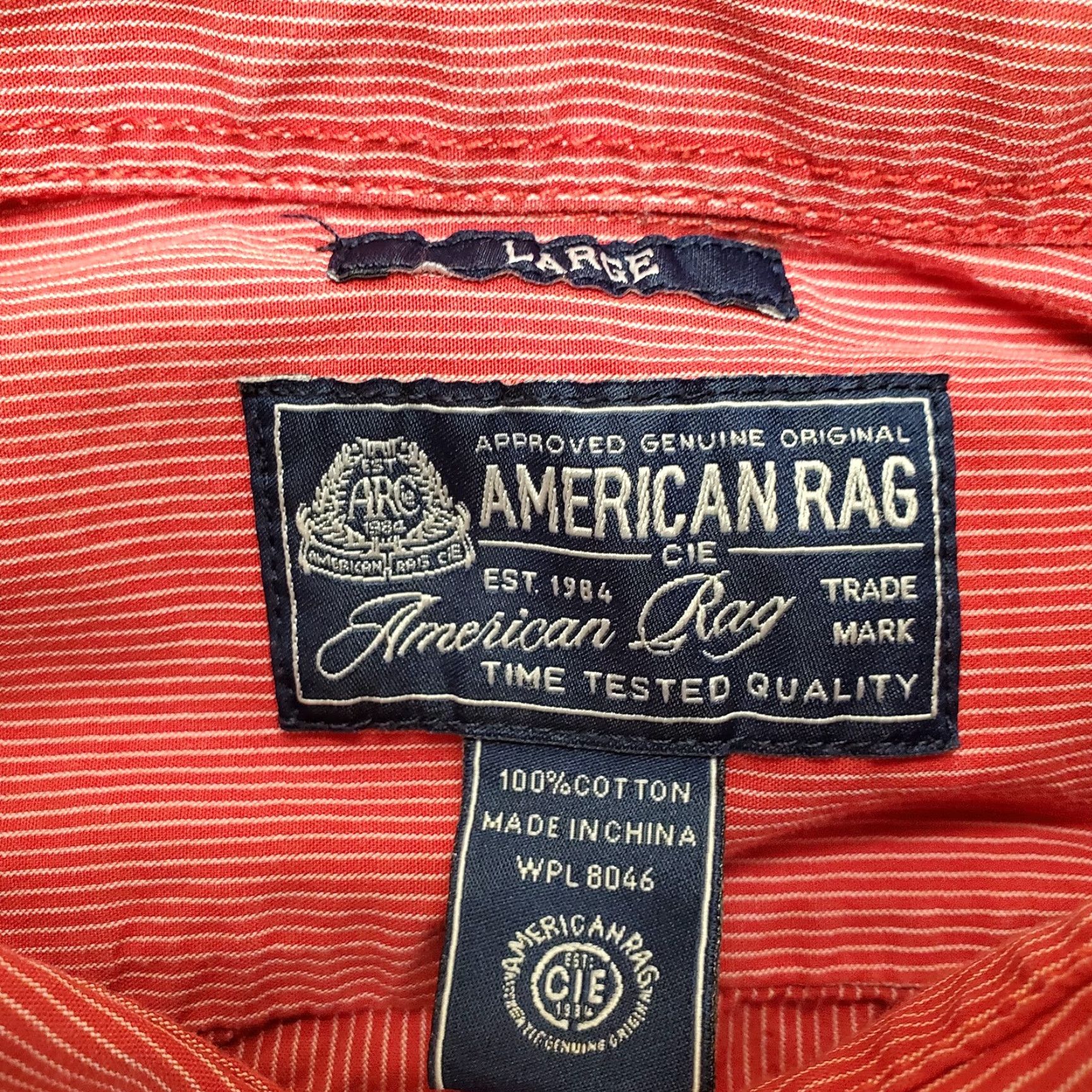 Vintage American Rag Shirt Mens Large Red Striped Long Sleeve Button-Up Cotton Casual Size US L / EU 52-54 / 3 - 3 Thumbnail