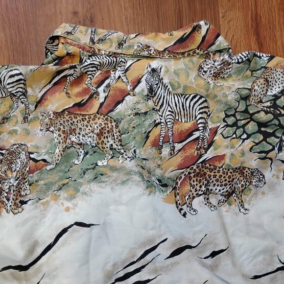 Other Vintage Caribou New York Zebra Lion Leopard Button Shirt Size L / US 10 / IT 46 - 8 Thumbnail