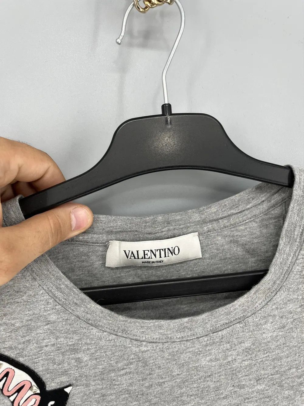 Valentino Valentino Grey Cotton Embroidered Embellished Round Neck Size US S / EU 44-46 / 1 - 7 Thumbnail