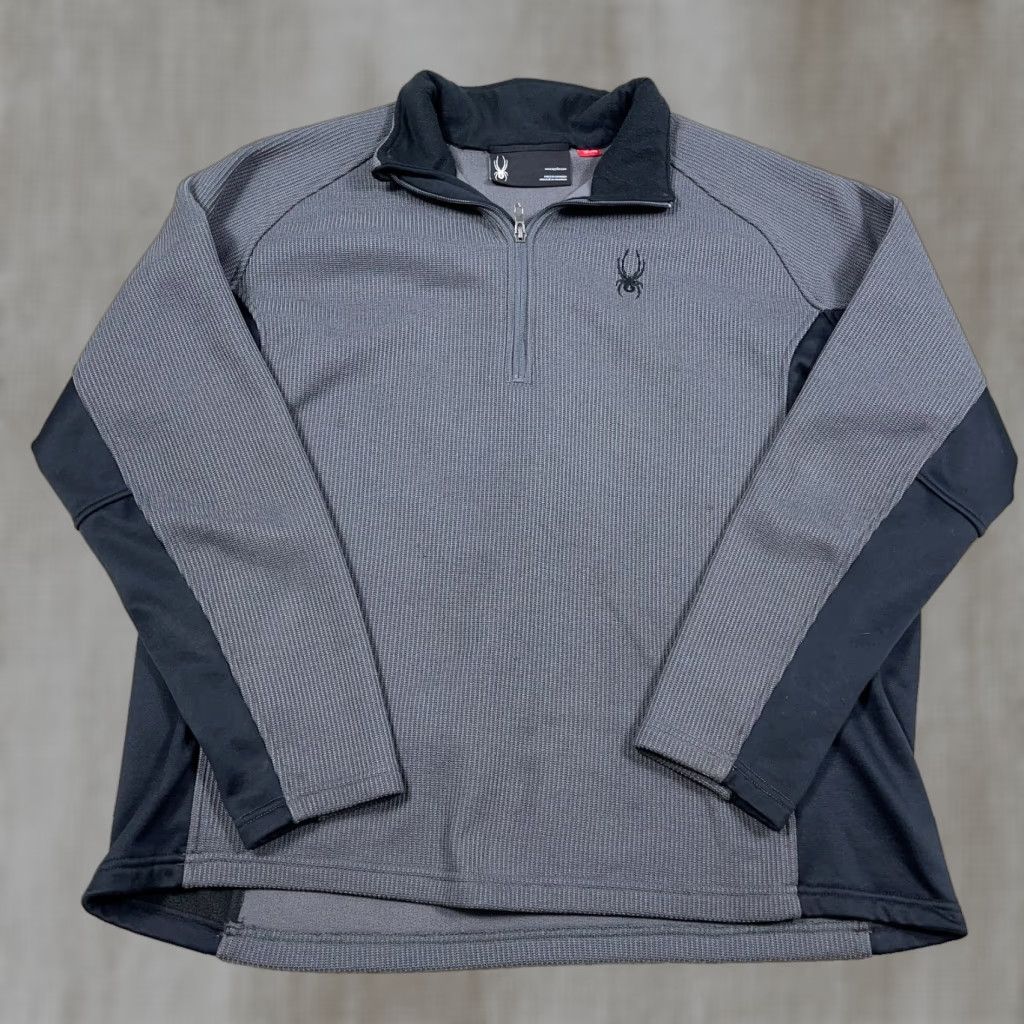 Spyder Spyder Sweater Men 2XL Gray Black Pullover Thermal Waffle Knit Mock Neck Zip Pocket Winter 1/4 Zip All Seasons Seasonal Ski Outdoors Mens Size US XXL / EU 58 / 5 - 1 Thumbnail