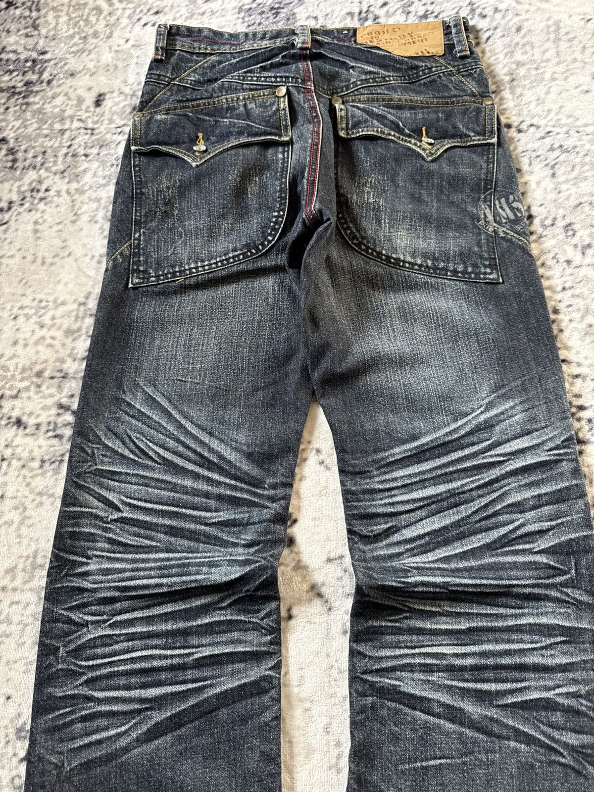 Japanese Brand Lemans Japan Claw Mark Whiskers Shadow Wash Jeans Size US 29 - 12 Thumbnail
