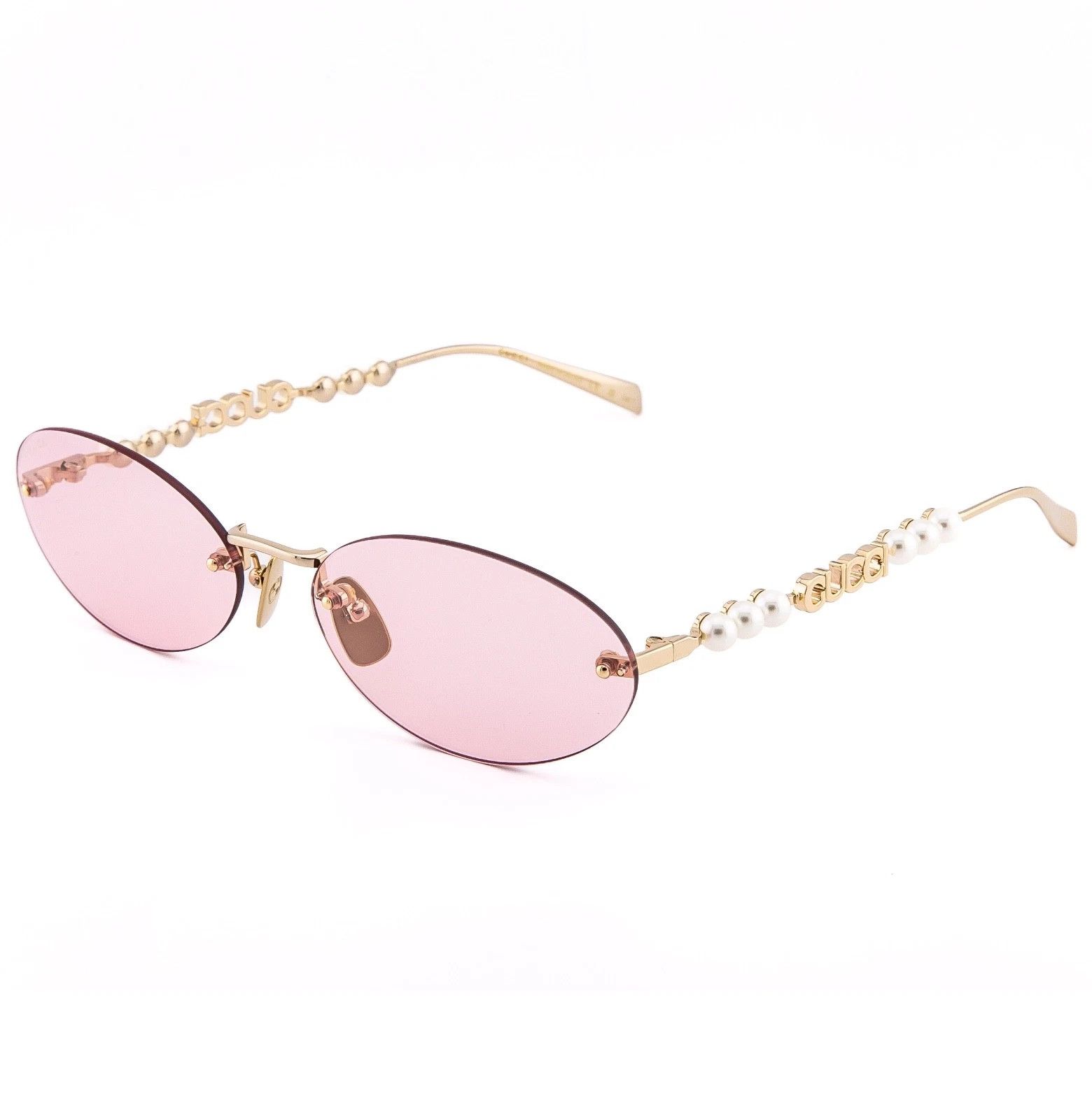 Gucci GUCCI GG1922S Gold Pink 1922 GG Pearl Fashion Sunglasses 004 Size ONE SIZE - 4 Thumbnail
