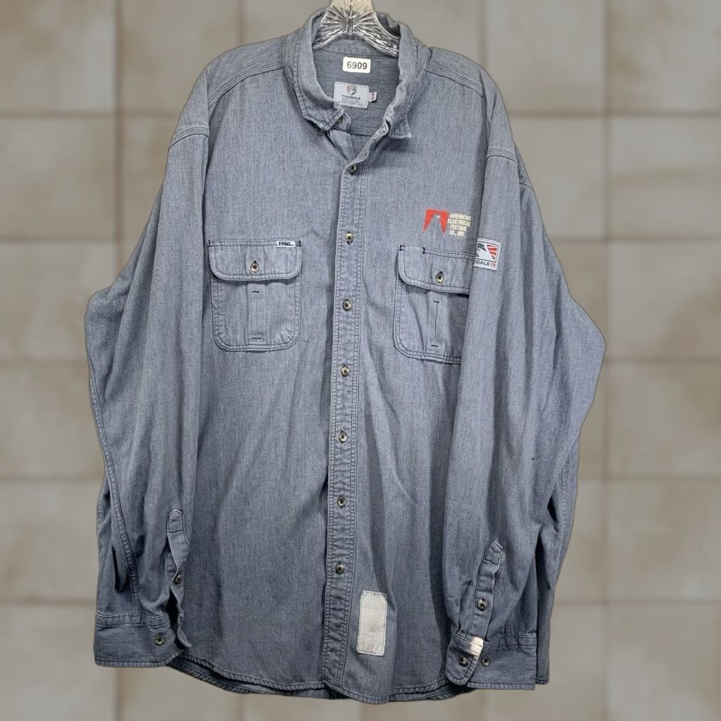 Vintage VINTAGE Tyndale Men’s Cotton Blend Button Down Shirt 3XL Construction Firefighter Gray Spots Wear Size US XXL / EU 58 / 5 - 1 Thumbnail