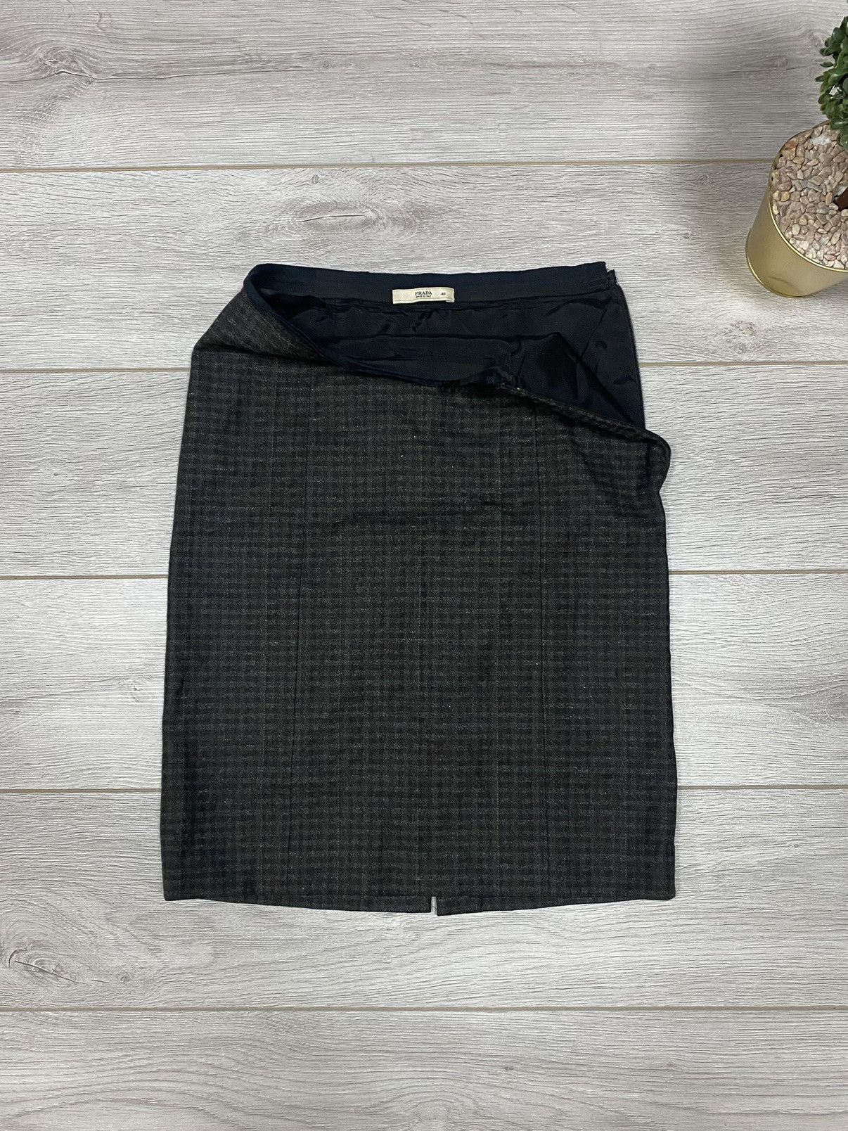 image of Prada Wool Vintage Skirt in Grey, Women's (Size Small)