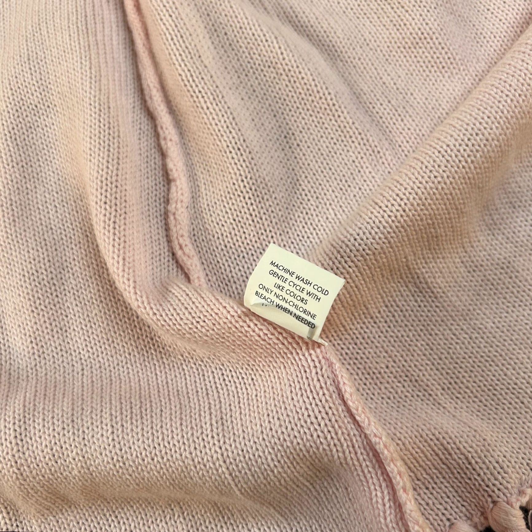 Vintage MarleyLilly Cardigan Women Large Pink Fringe Open Front Knit Sweater Monogrammed Size L / US 10 / IT 46 - 6 Thumbnail