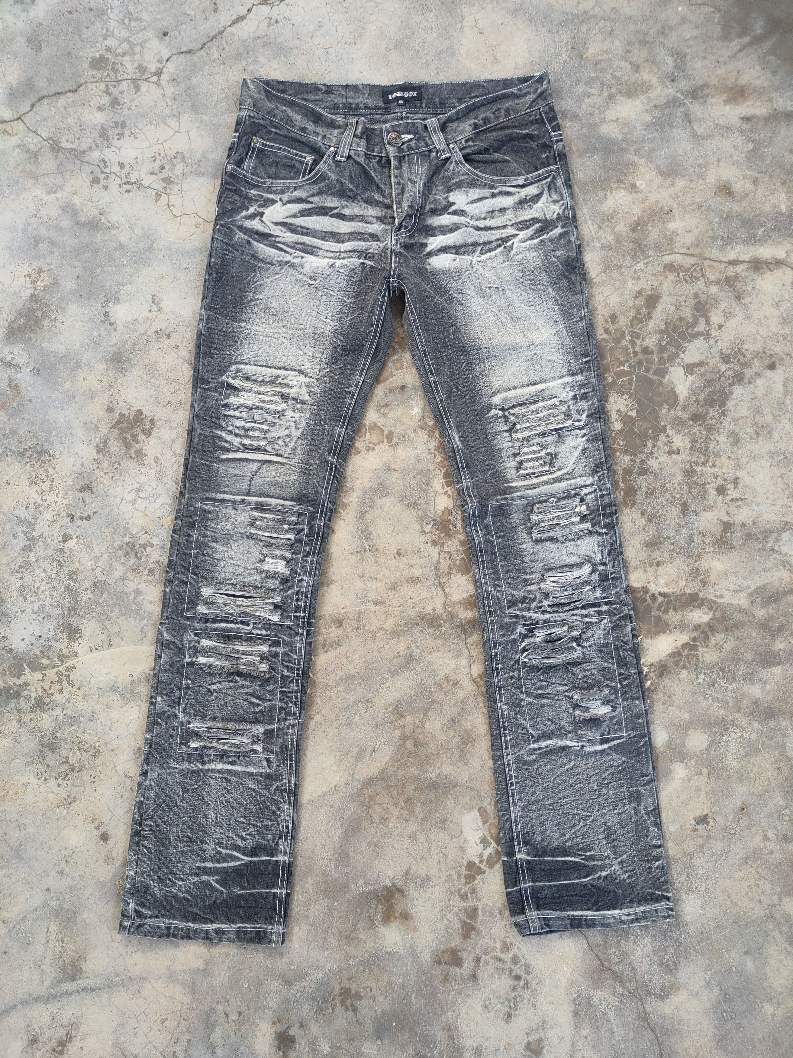 LOWBOX W33 VINTAGE LOWBOX BLACK FADED DISTRESSED JEAN DENIM PANTS Size US 33 - 2 Thumbnail