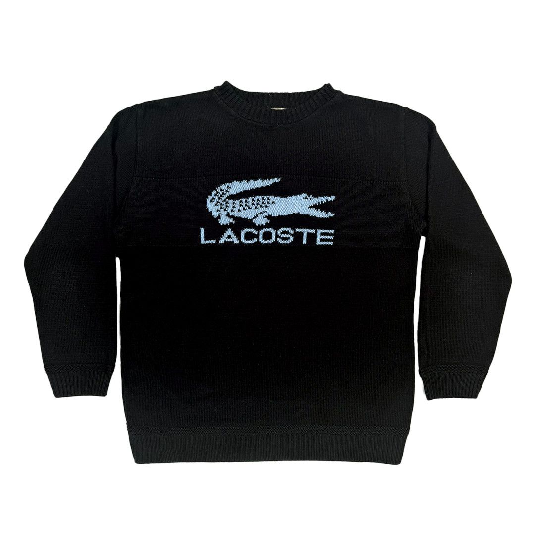 Lacoste Lacoste - Vintage Logo Spellout Knit Sweatshirt - Black - L Size US L / EU 52-54 / 3 - 1 Thumbnail