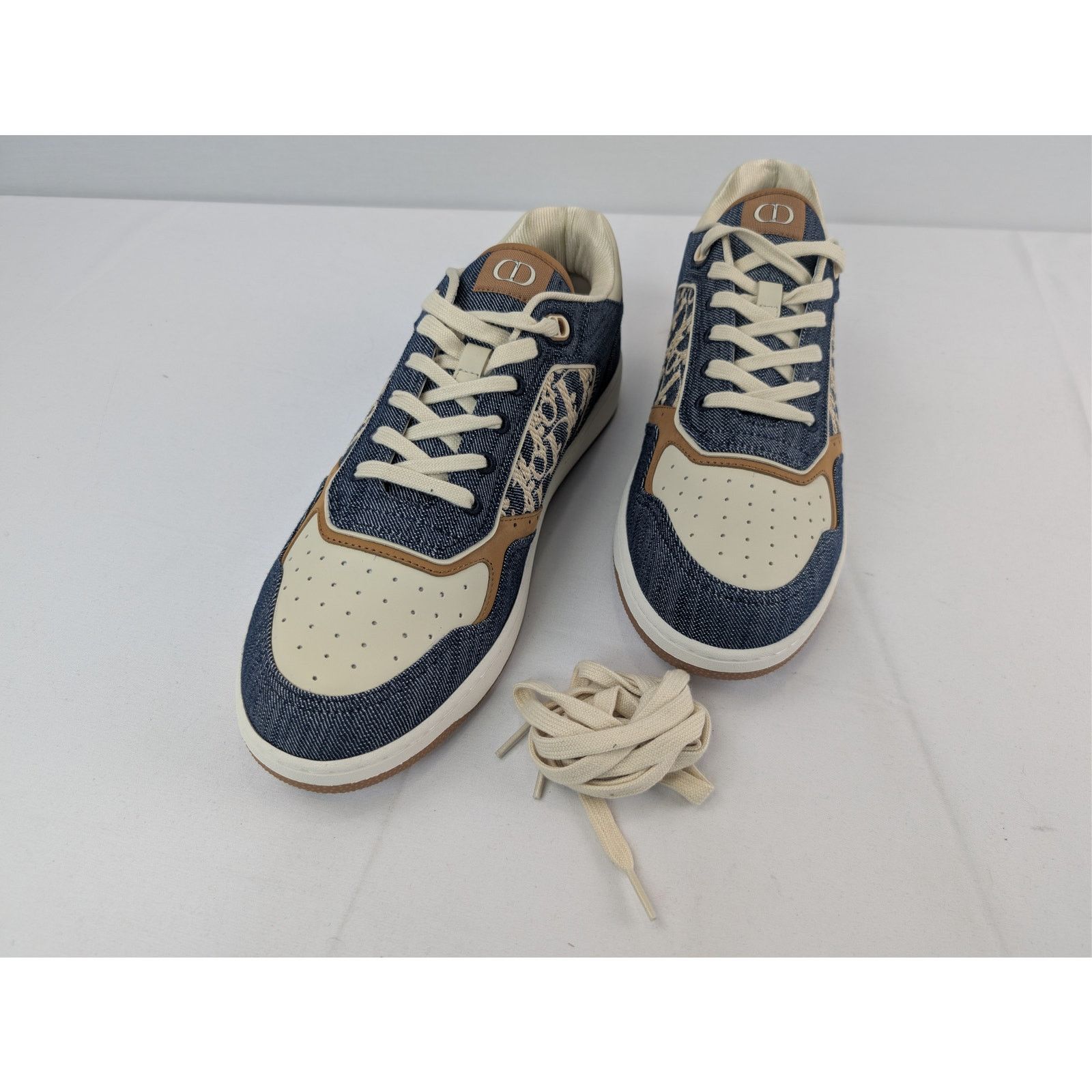 Dior o1rshd1 B27 Raffia Denim Uptown Low-Top Sneaker Blue/Brown Size US 13 / EU 46 - 9 Thumbnail