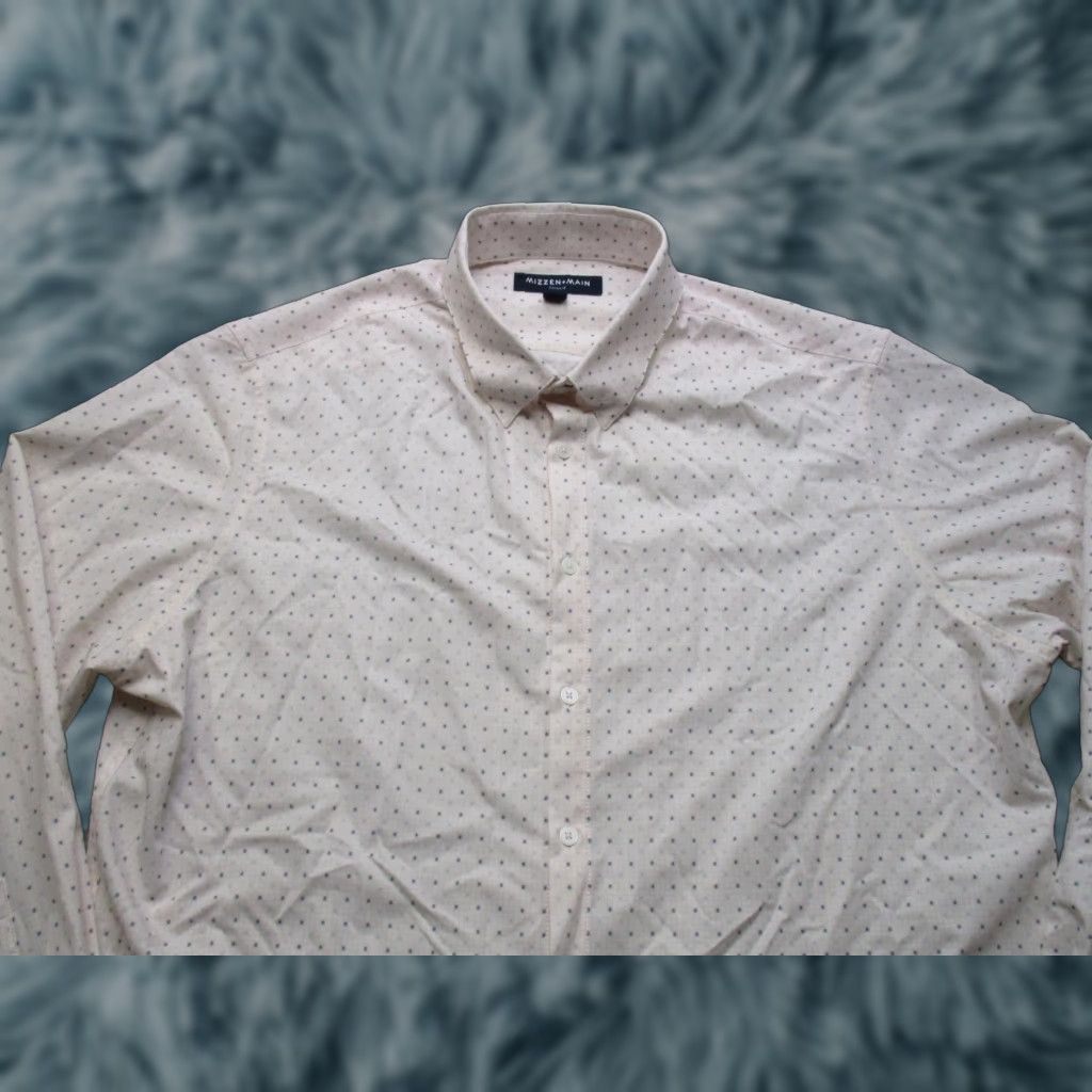 Mizzen+Main Leeward Shirt Mens 2XL White Micro Print Performance Button Down Shirt
