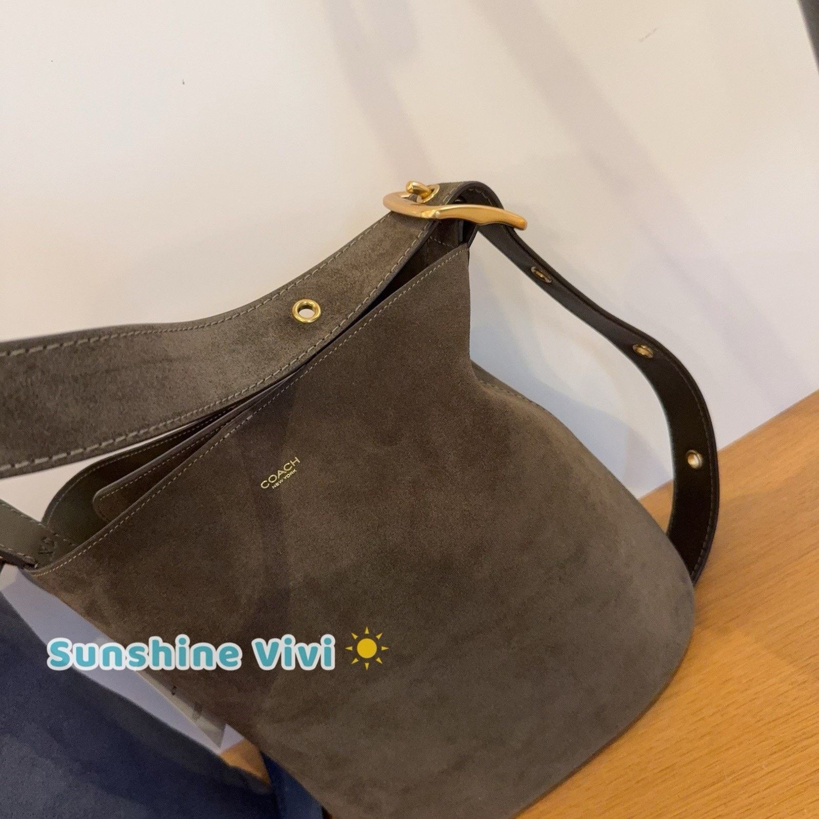 Coach NWT Coach Bleecker Bucket Bag CCC24 suede Brass/Olive Size ONE SIZE - 6 Thumbnail