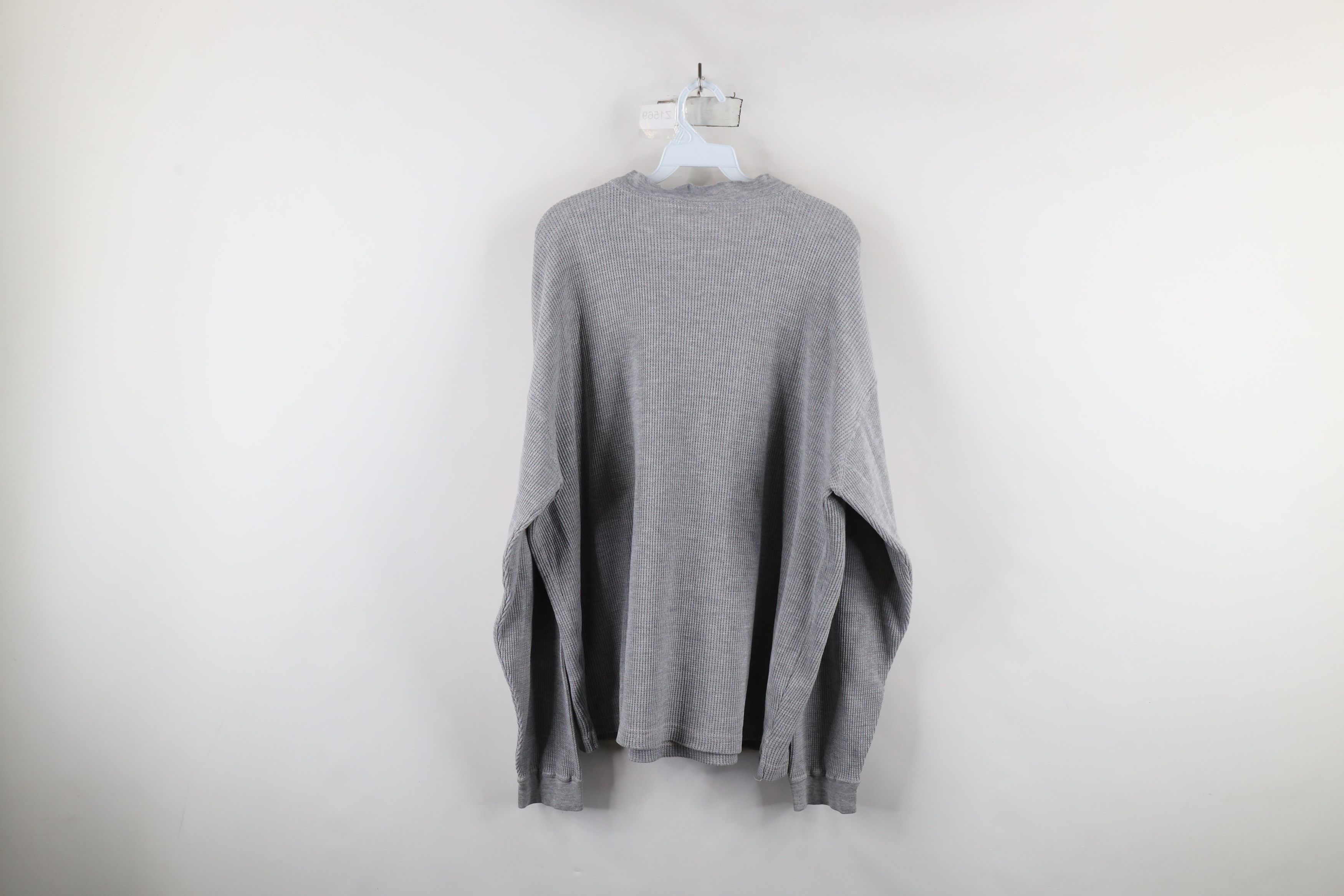 Vintage Vintage 90s Streetwear Waffle Knit Henley T-Shirt Gray Size US L / EU 52-54 / 3 - 8 Thumbnail