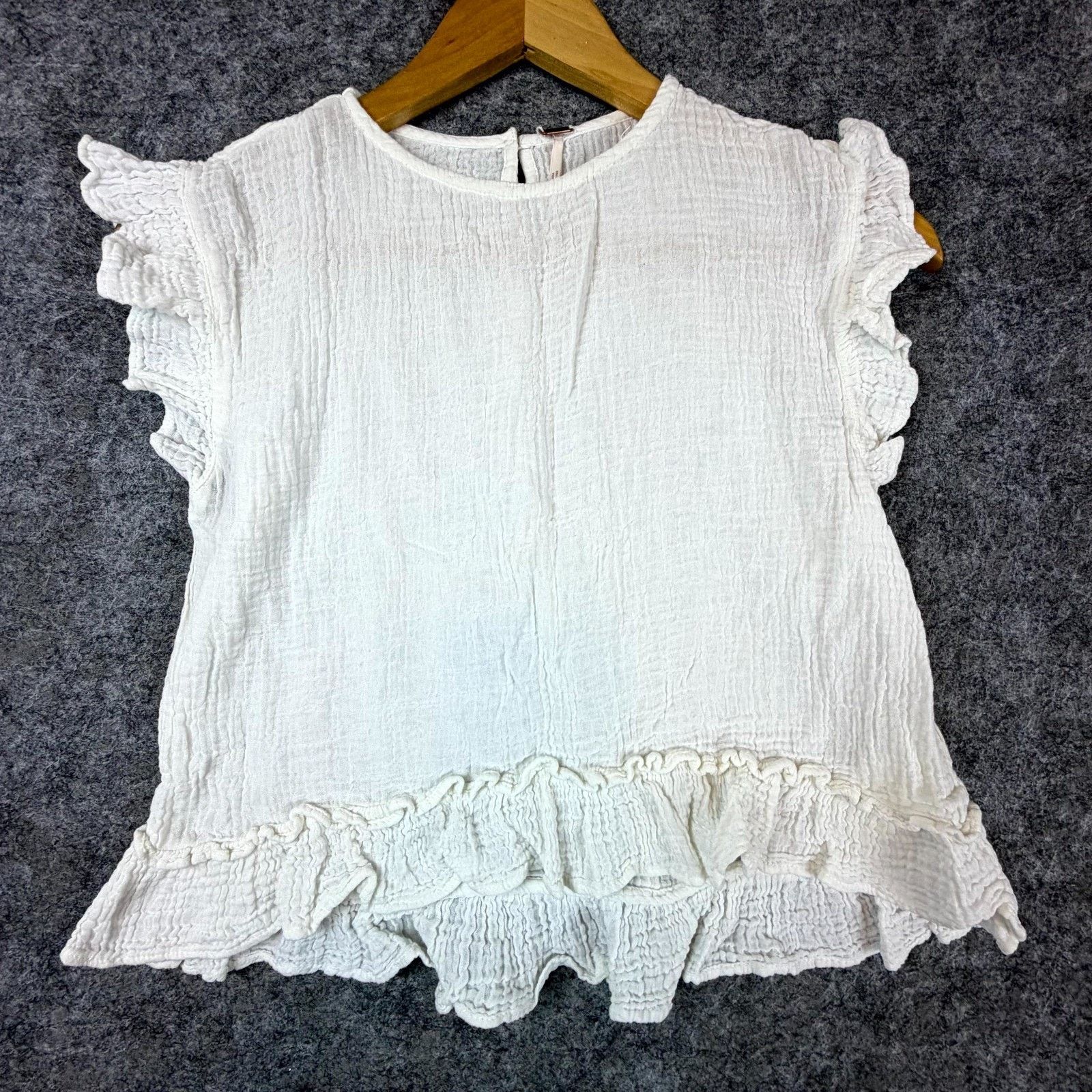 Free People Free People Top Women XS White Ruffle Soft Girl Picnic Size XS / US 0-2 / IT 36-38 - 1 Thumbnail