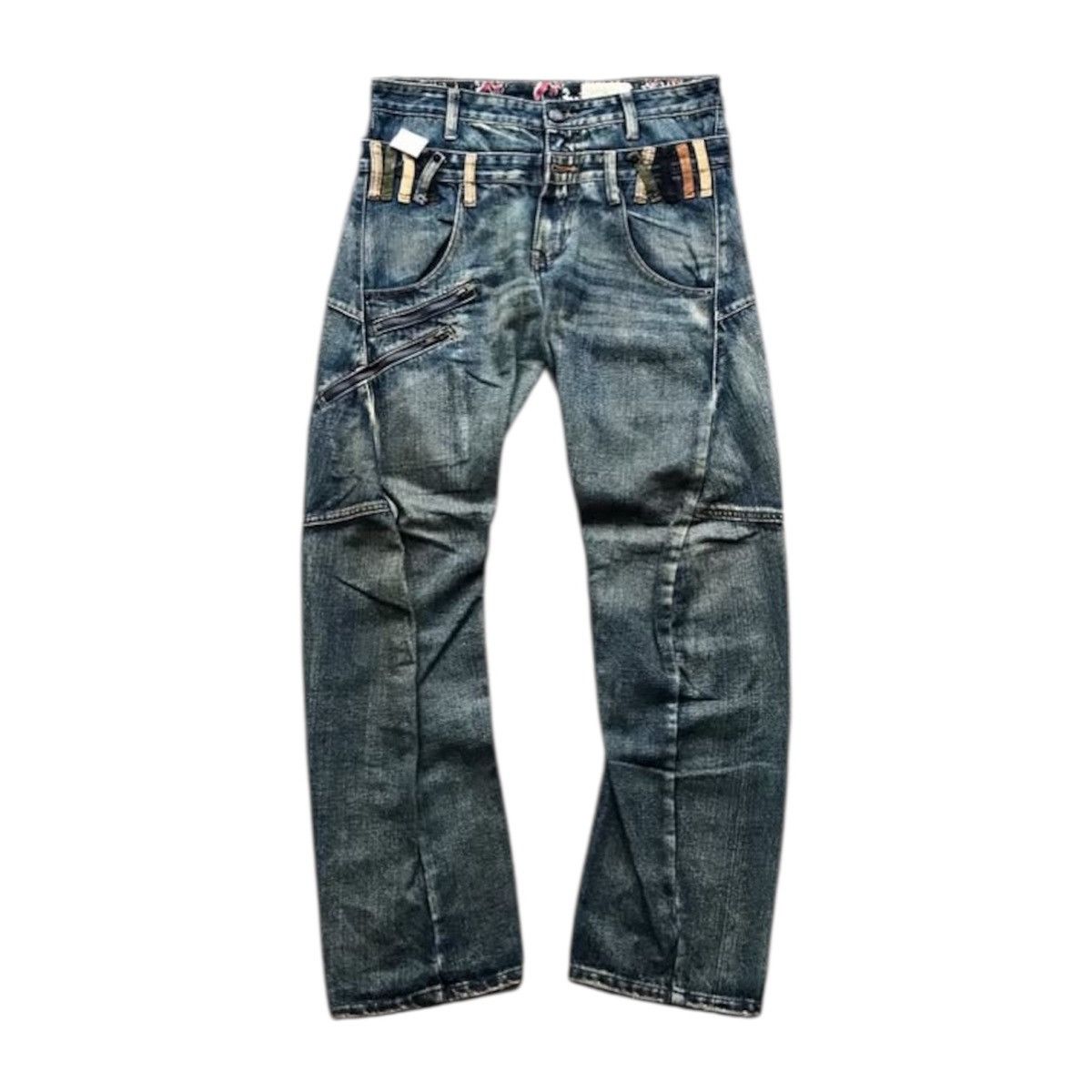 Japanese Brand Vintage KMK Breathmint Double Waist Faded Jeans Size US 31 - 1 Thumbnail