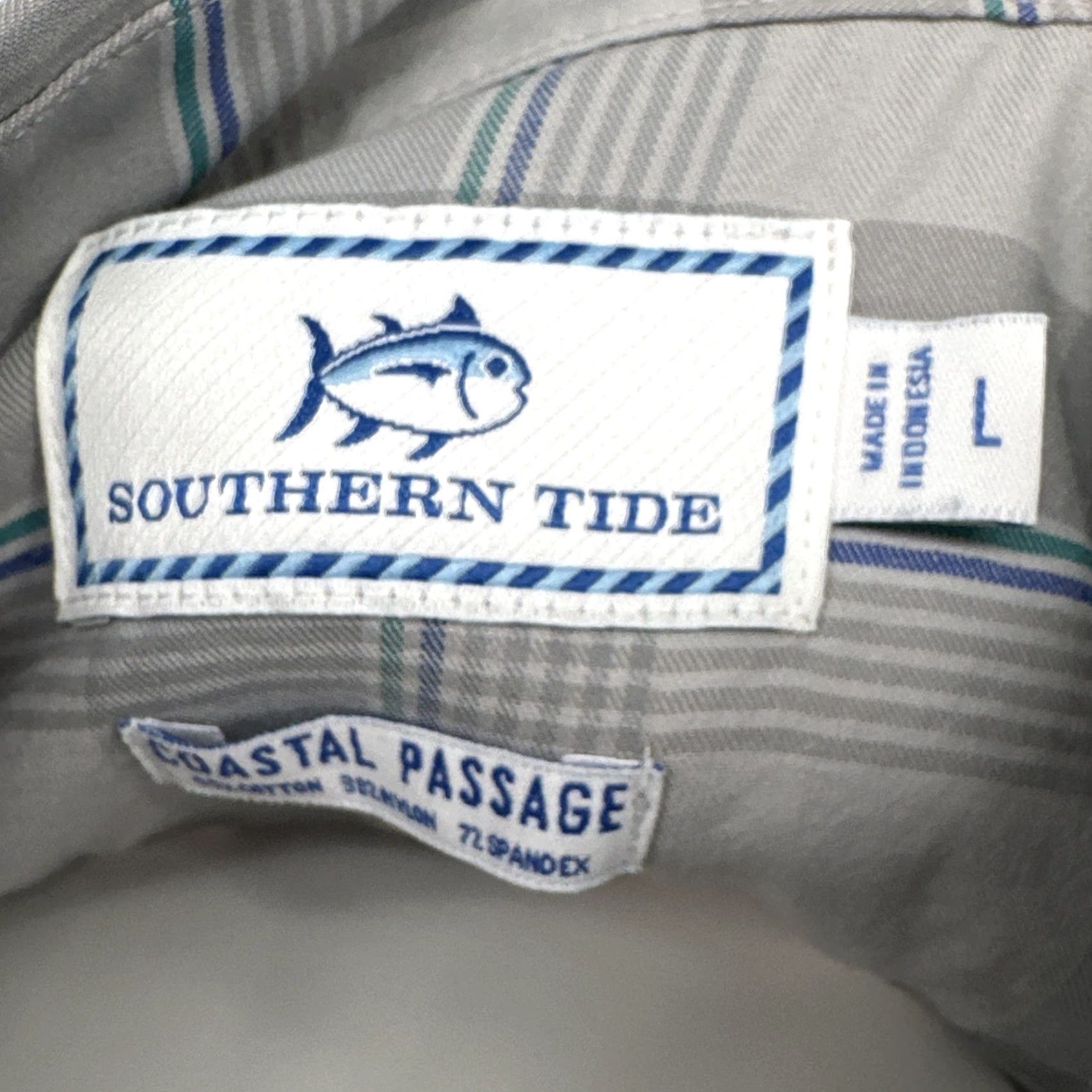 Southern Tide Southern Tide Coastal Passage Shirt Mens Large Gray Plaid Stretch Button Down Size US L / EU 52-54 / 3 - 4 Thumbnail