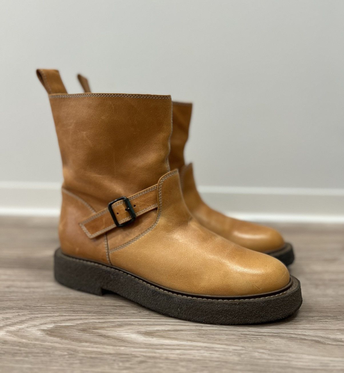 Maison Margiela Maison Martin Margiela Leather Biker Ankle Light Brown Boots Size US 9.5 / IT 39.5 - 1 Thumbnail
