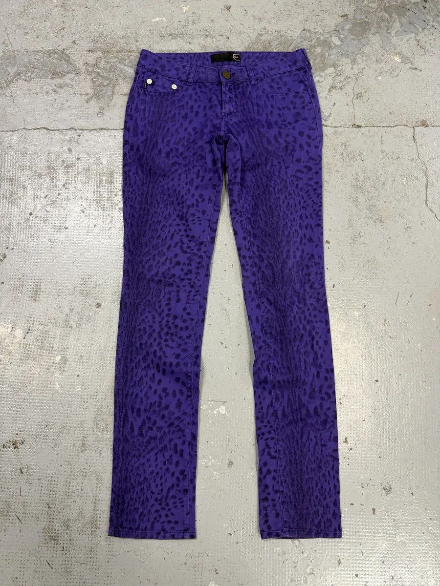 Just Cavalli SS2009 Cavalli Leopard Purple & Black Slim Pants Size 26" / US 2 / IT 38 - 1 Thumbnail