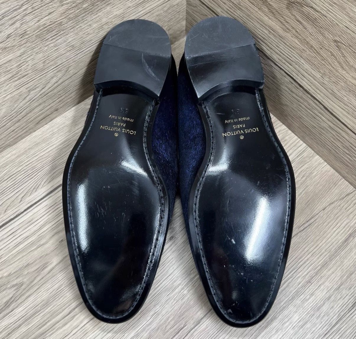 Louis Vuitton Louis Vuitton Auteuil Blue & Gold Embroidered Loafers J41 Size US 7 / EU 40 - 5 Thumbnail