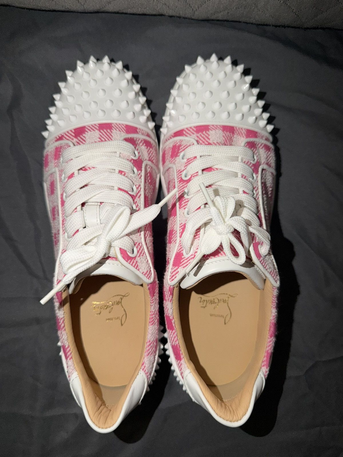 Christian Louboutin Christian Louboutin White & Pink Plaid Spikes Size 41EU/8M Size US 8 / EU 41 - 5 Thumbnail