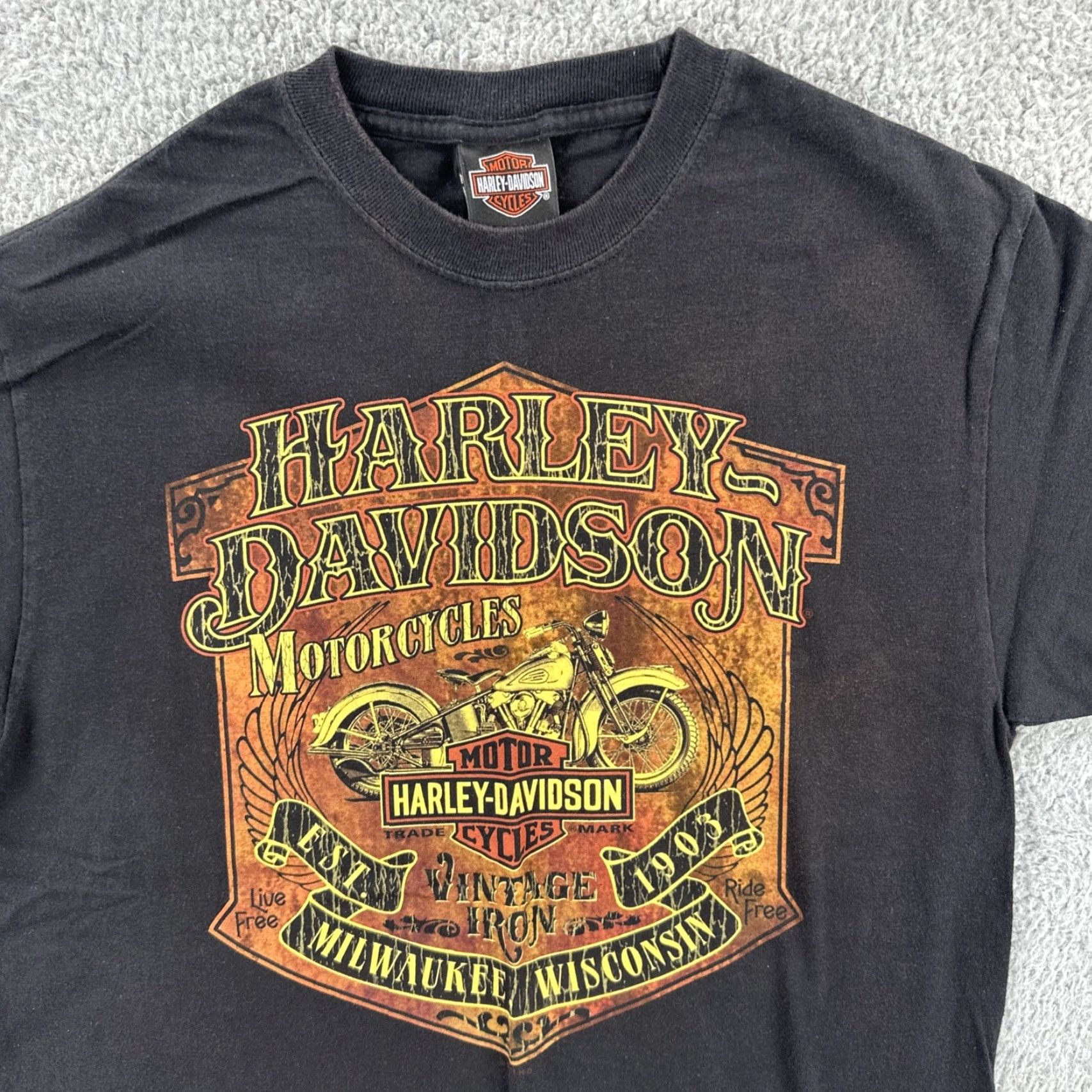 Harley Davidson Harley-Davidson Mens Medium Black T Shirt Mt. Baker HD Bellingham WA Graphic Print Short Sleeve Crew Neck Graphic Print T-ShirtMen Comfort All Seasons Size US M / EU 48-50 / 2 - 5 Thumbnail
