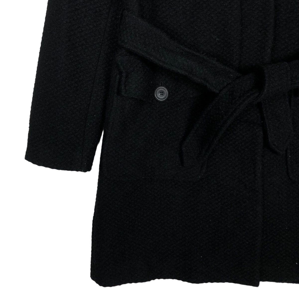 Japanese Brand 🔥Rich Black Long Jacket Wool Herringbone Guess Italy Size US S / EU 44-46 / 1 - 4 Thumbnail