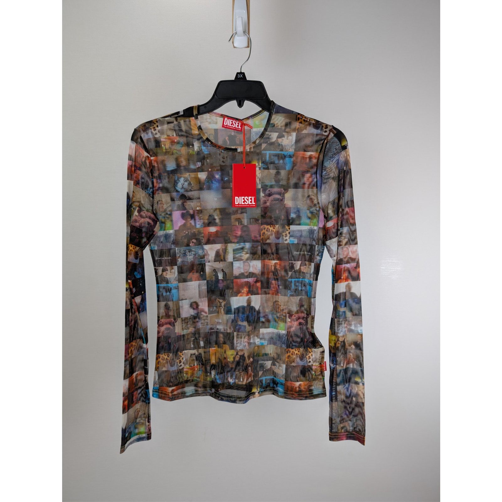 Diesel o1rshd1 'T Lixy' top in multicolor stretch tulle T-Shirt Size US L / EU 52-54 / 3 - 1 Thumbnail