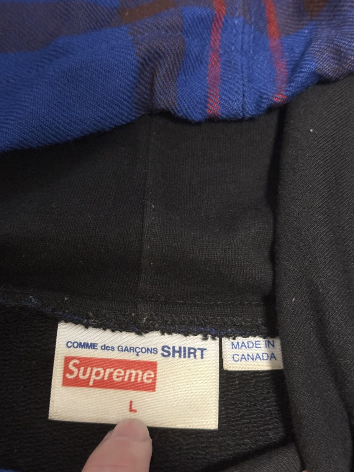 Comme des Garcons Supreme cdg black hooded sweatershirt Size US L / EU 52-54 / 3 - 3 Thumbnail