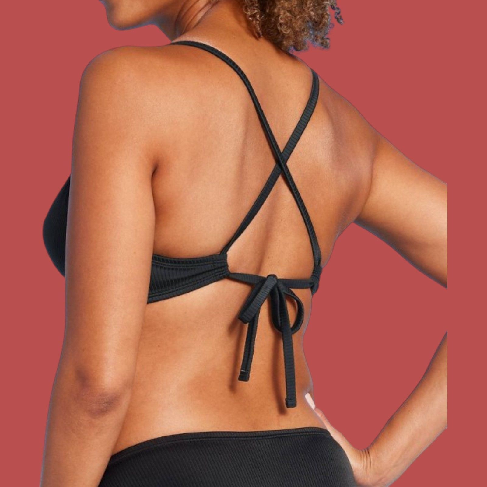 Other Shade & Shore - Women's Ribbed Longline V-Wire Bikini Top - Size ONE SIZE - 2 Thumbnail
