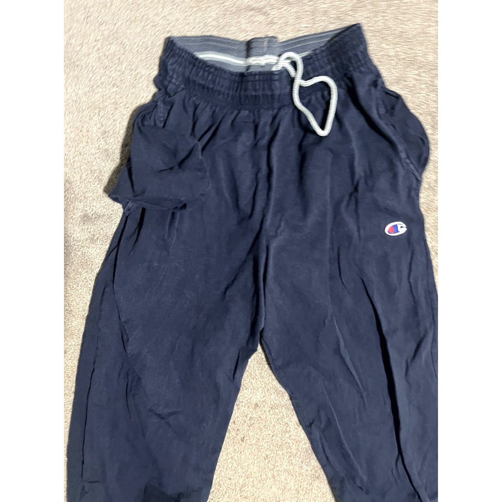 Champion Champion Sweatpants Men's S Authentic Logo Pocket Navy Blue Cotton Soli Size US 29 - 2 Thumbnail