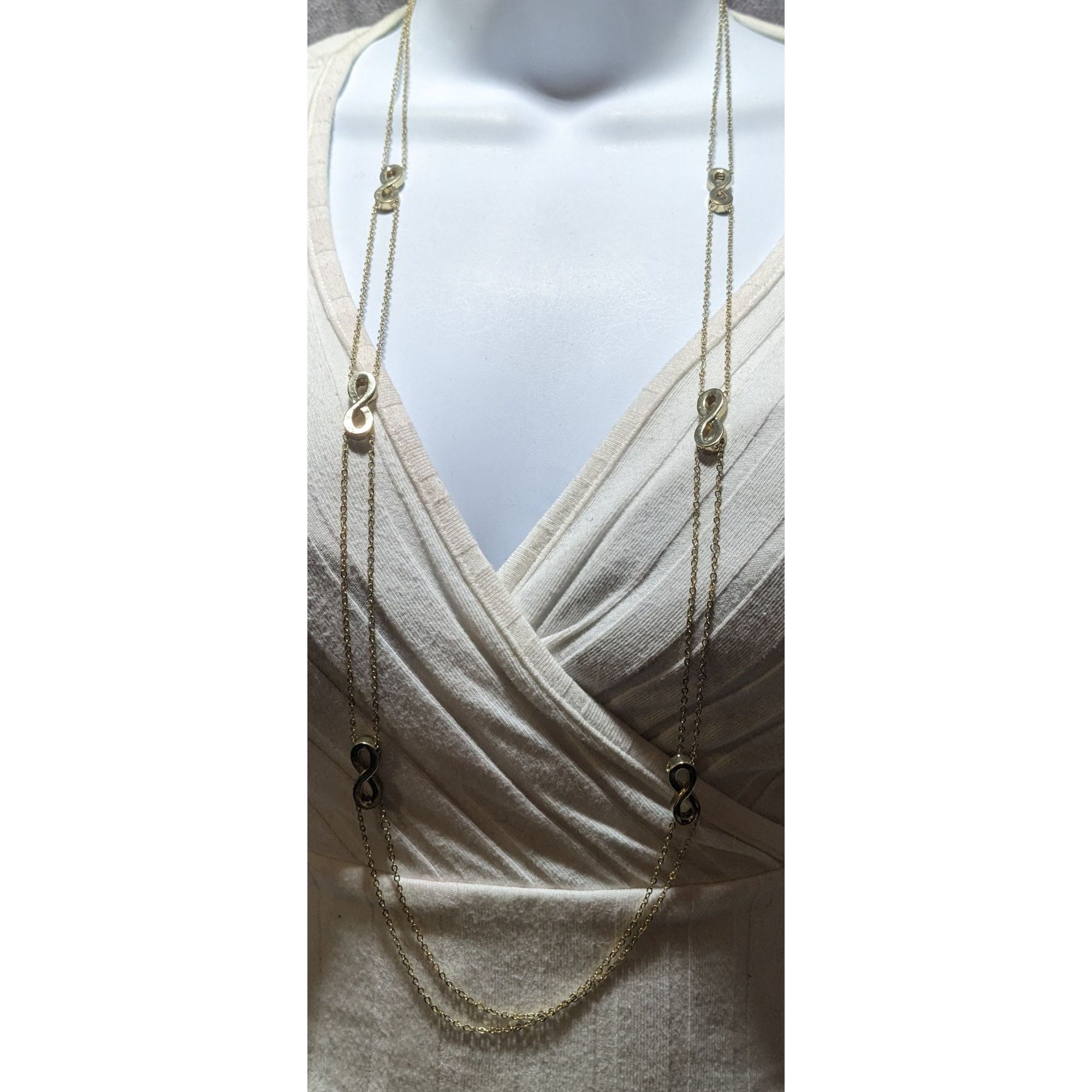 Other Gold Multi-Strand Long Necklace With Infinity Symbol Accents Size ONE SIZE - 6 Thumbnail