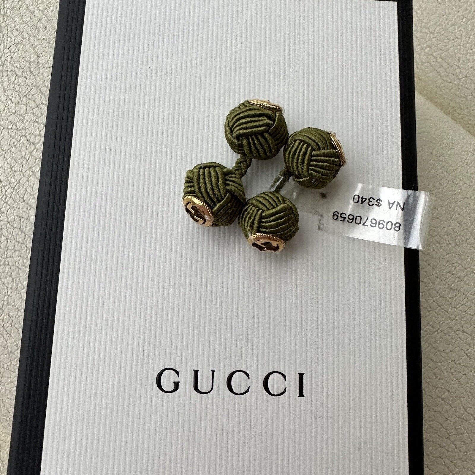 Gucci NEW Gucci Interlocking G rope cufflinks Green Gold GG Logo Size ONE SIZE - 8 Thumbnail