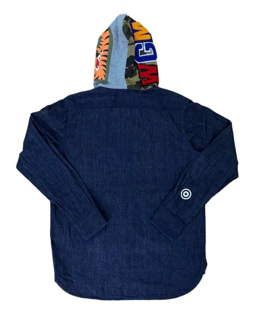 Bape ♦️Denim Shark Shirt Button Ups (Hoodie) Size US L / EU 52-54 / 3 - 2 Thumbnail