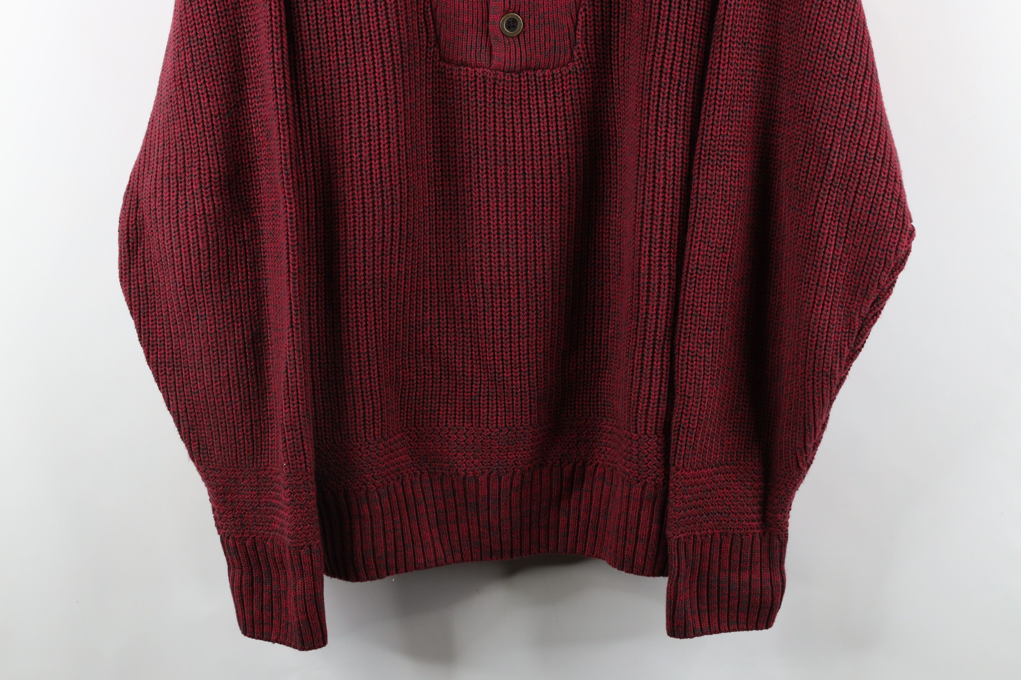 Vintage Vintage 90s Streetwear Chunky Ribbed Knit Henley Sweater Red Size US L / EU 52-54 / 3 - 3 Thumbnail