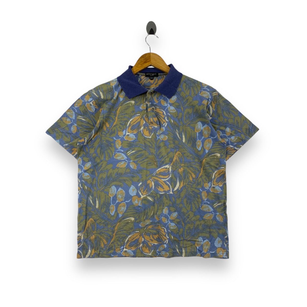 Allegri Vintage ALLEGRI ITALY FLORAL Over Print Painting Polo Tee Size L / US 10 / IT 46 - 1 Thumbnail