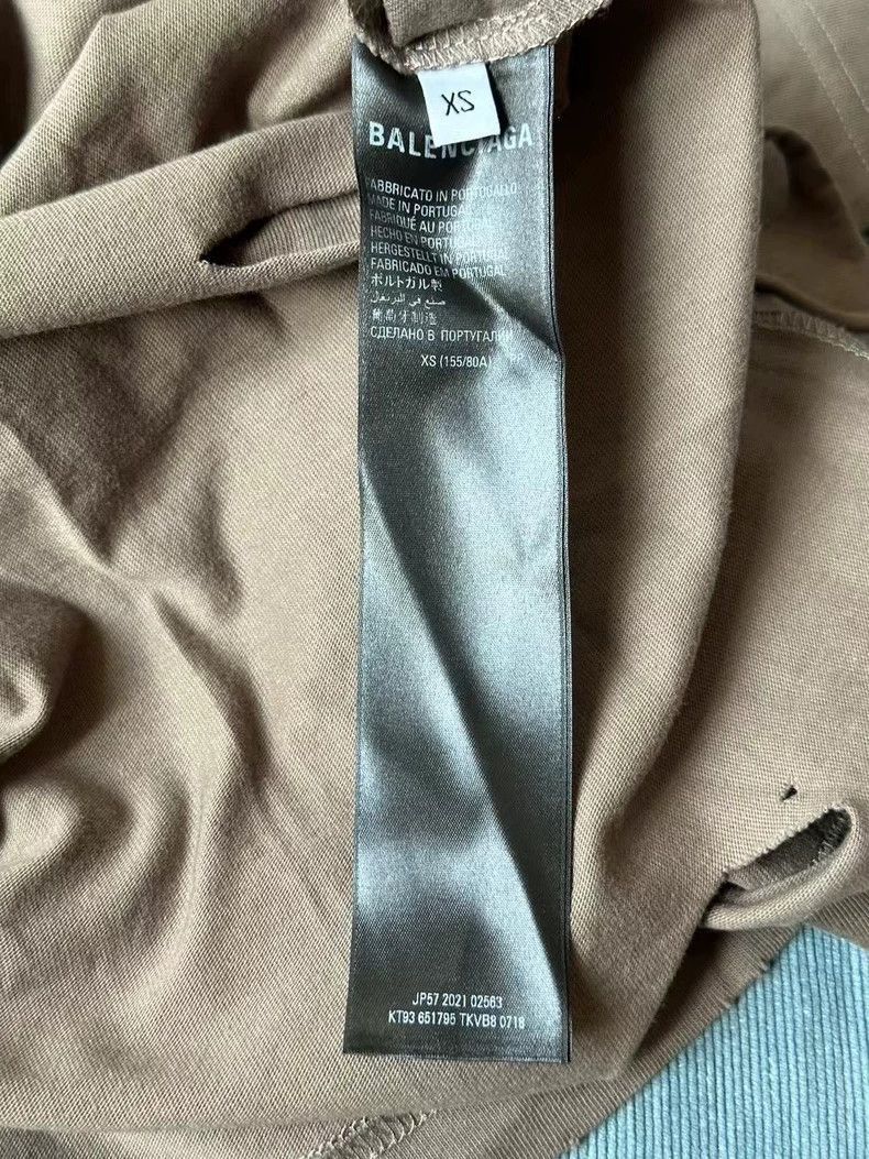 Balenciaga Balenciaga Balenciaga Brown Distressed Short Sleeve Shirt Size US S / EU 44-46 / 1 - 6 Thumbnail