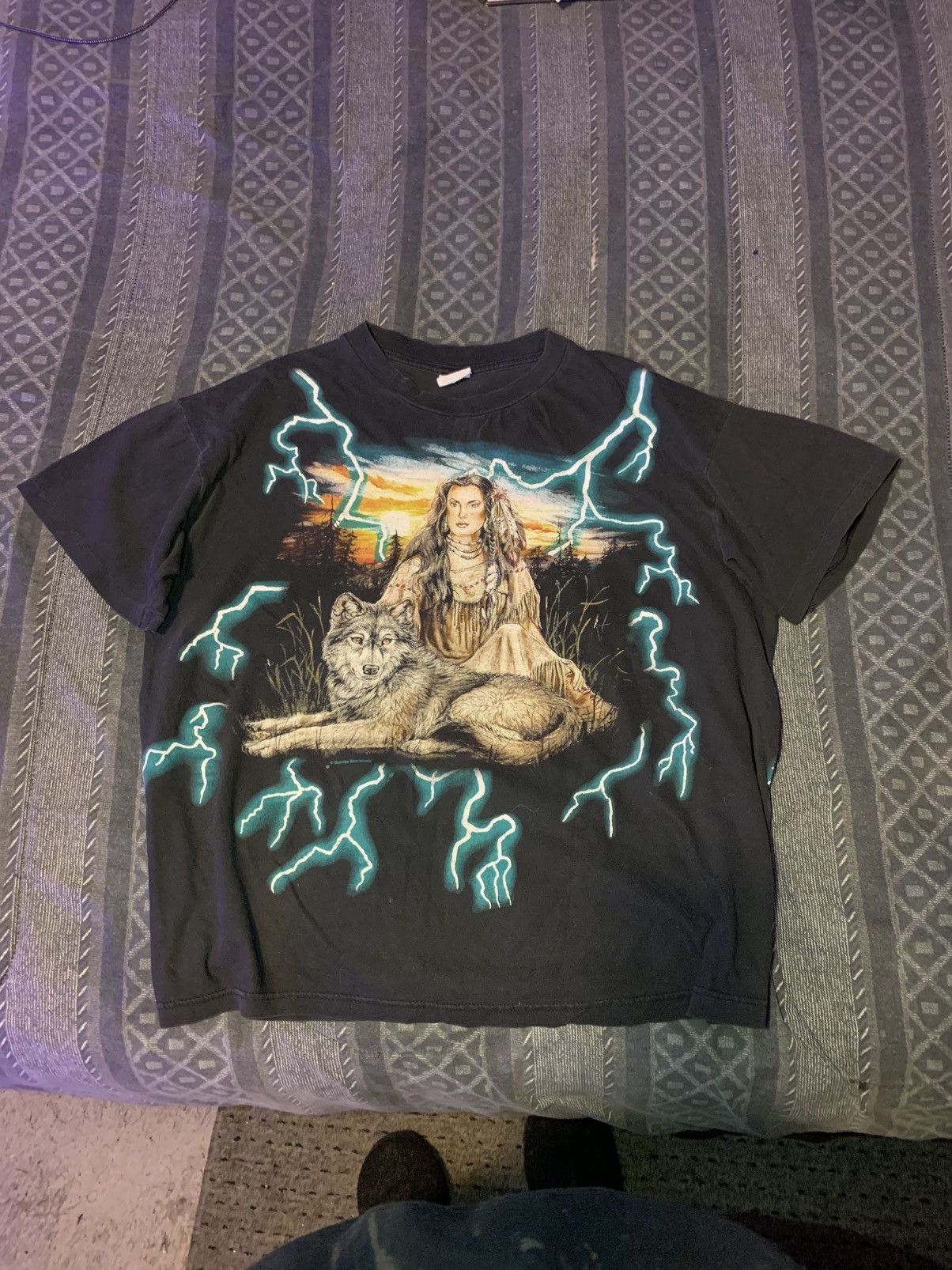Vintage 90’s American Thunder Lightning Native American indian Shirt Size US XL / EU 56 / 4 - 6 Thumbnail