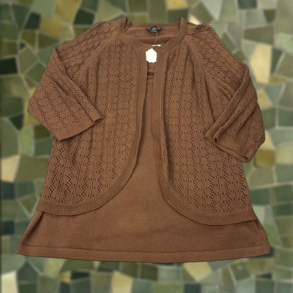 Vintage VINTAGE Maggie Barnes Womens Sweater Pullover 2X Brown Open-Knit 3/4 Sleeve Fall Winter Size XXL / US 16-18 / IT 52-54 - 1 Thumbnail