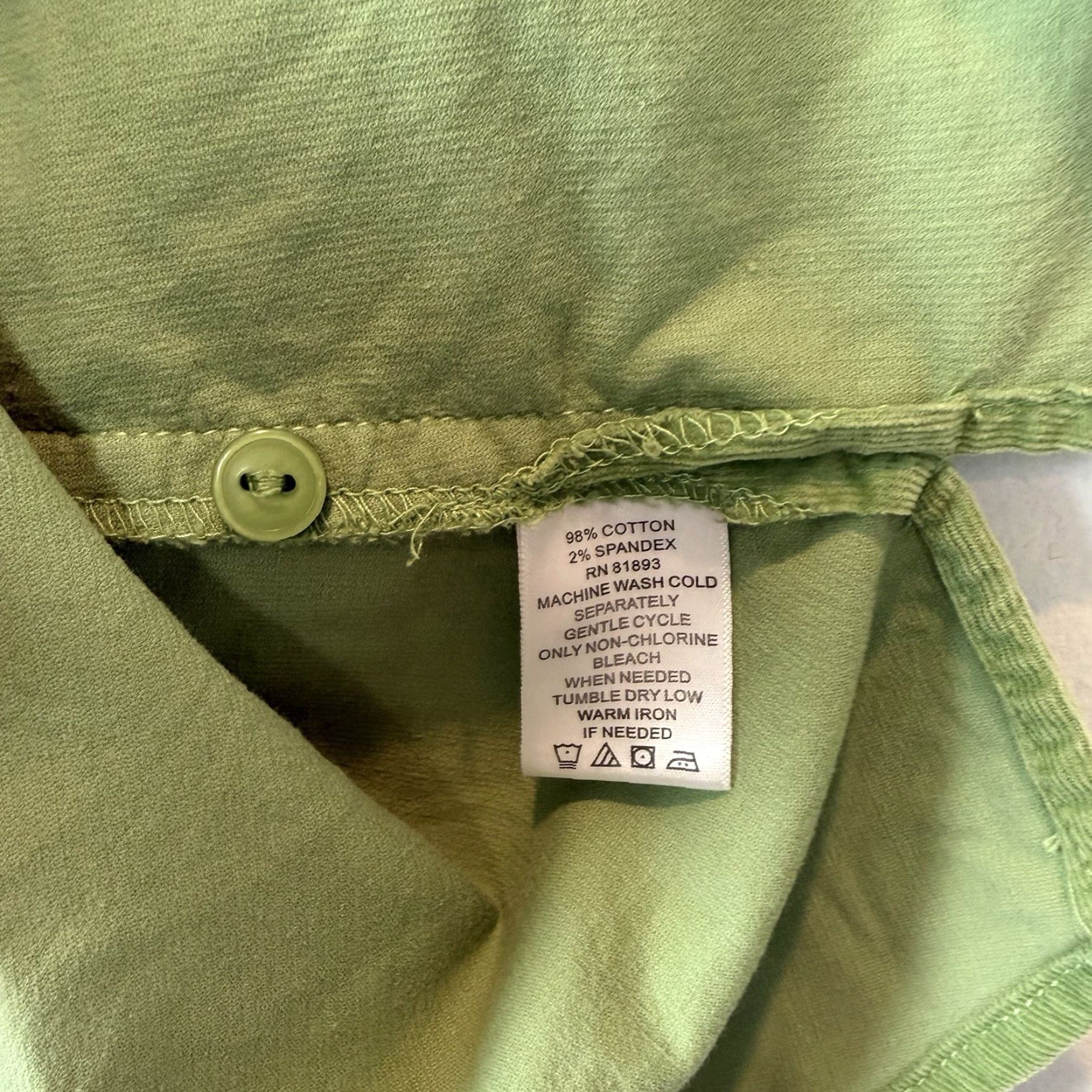 CO D&Co Denim Co Corduroy Top Womens 3X Button Front Green Tunic Plus Shirt Size XXL / US 16-18 / IT 52-54 - 6 Thumbnail