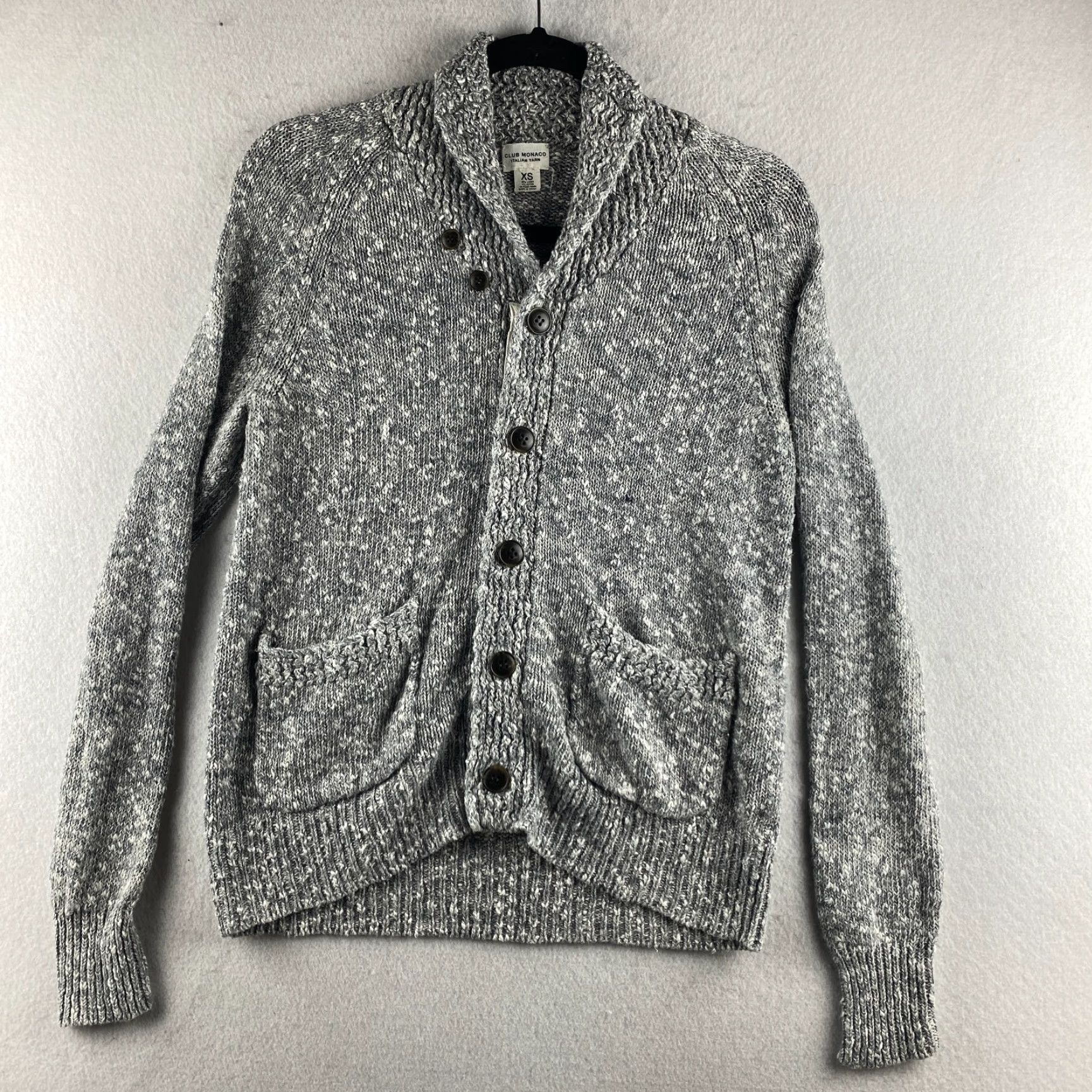 Club Monaco Club Monaco Sweater Womens XS Gray Cardigan Button Front Double Pockets Linen Cotton Blended Fabric Modern Womens Size XS / US 0-2 / IT 36-38 - 2 Thumbnail