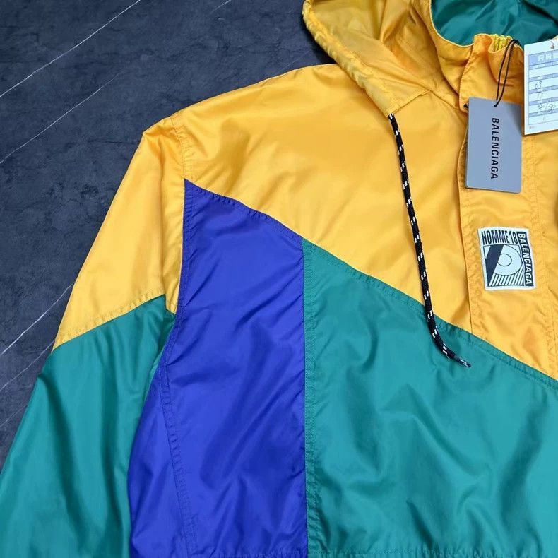 Balenciaga Balenciaga Yellow Green Colorblock Windbreaker Jacket-2506 Size US L / EU 52-54 / 3 - 3 Thumbnail