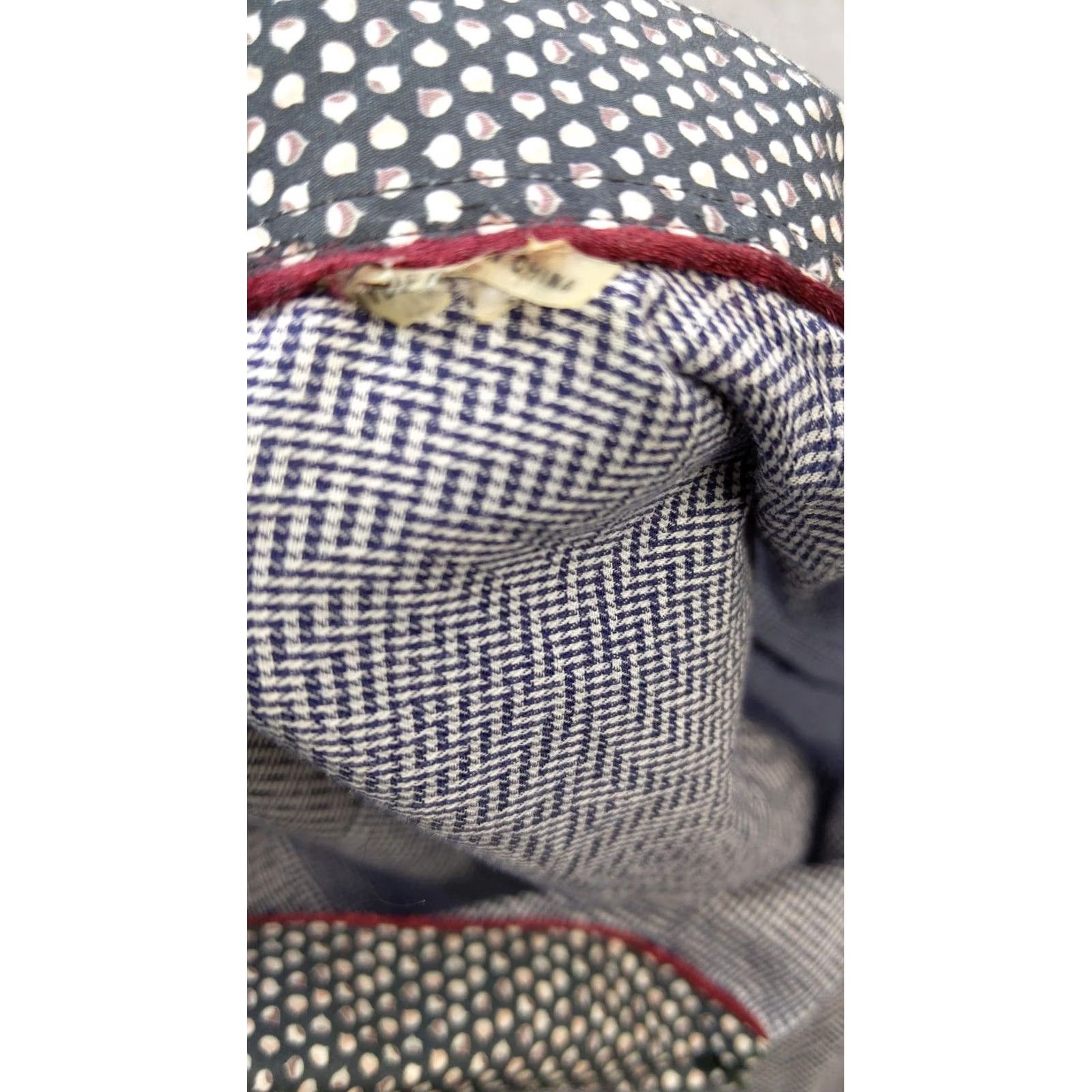 BUGATCHI BUGATCHI Shirt Mens S 14.5 Blue Herringbone Long Sleeve Button Up Contrast Trim Size US M / EU 48-50 / 2 - 6 Thumbnail
